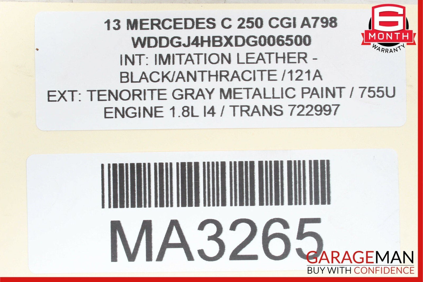 12-14 Mercedes W204 C250 1.8L Air Intake Pipe Hose Pressure Sensor Assembly