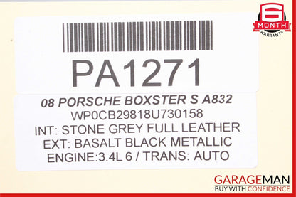 05-12 Porsche Boxster 987 Front Right Side Exterior Door Shell Frame Black OEM