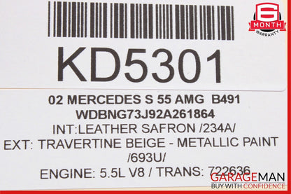 00-06 Mercedes W220 S55 AMG S500 Center Console Rear Air Vent 2208300654 OEM
