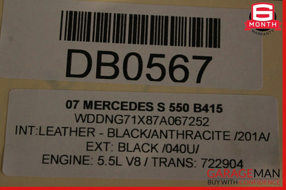 07-09 Mercedes W221 S450 S550 Front Left Side Top Upper Seat Cushion Cover Black