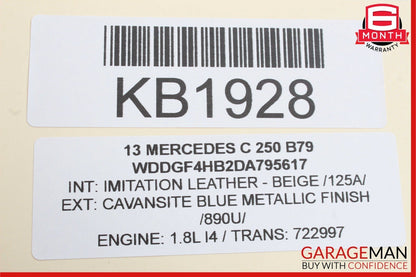 12-14 Mercedes W204 C250 Right Passenger Exterior Door Handle Keyless Go Blue