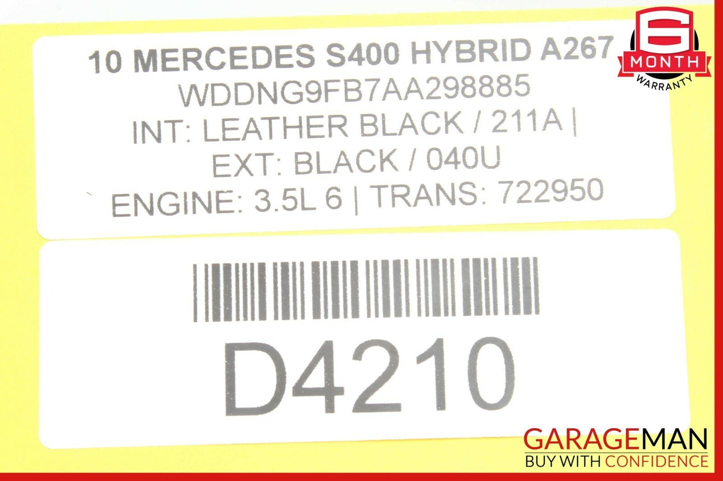 10-13 Mercedes W221 S400 Hybrid EVAP Fuel Evaporator Box Charcoal Canister OEM