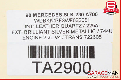 97-04 Mercedes R170 SLK230 Convertible Roof Hard Top Folding Panel Silver OEM