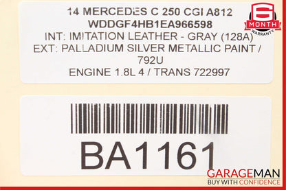 08-14 Mercedes W204 C250 Rear Left Driver Side Exterior Door Handle Silver OEM