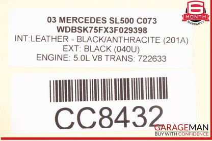 03-06 Mercedes R230 SL500 Engine Motor Cooling Radiator Fan Shroud A/C Condenser