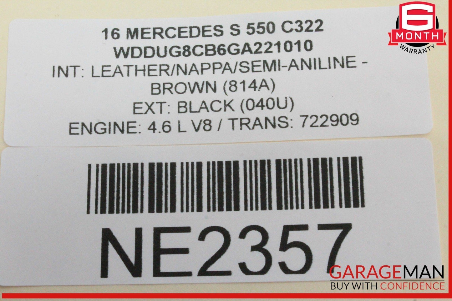 14-17 Mercedes W222 S550 Rear Center Console AC Air Conditioning Air Vent Grille