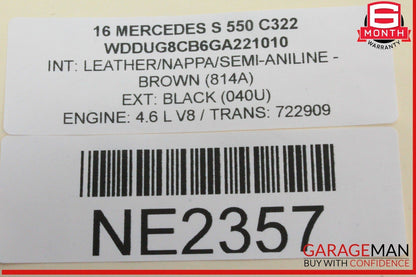 14-17 Mercedes W222 S550 Rear Center Console AC Air Conditioning Air Vent Grille