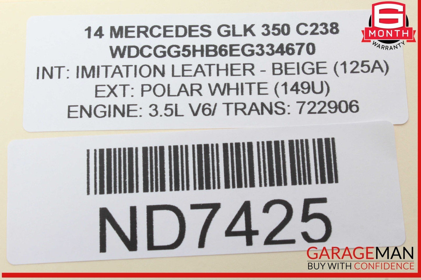 08-15 Mercedes X204 GLK350 Right Passenger Side Exterior Door Handle White OEM