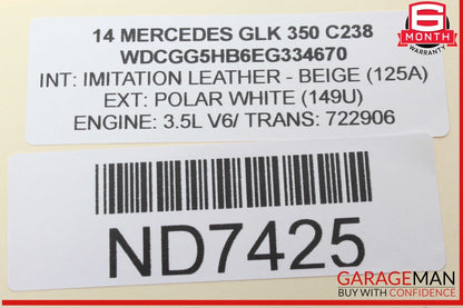 08-15 Mercedes X204 GLK350 Right Passenger Side Exterior Door Handle White OEM