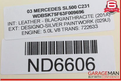 03-08 Mercedes R230 SL500 SL550 Convertible Top Hydraulic Pump Motor OEM