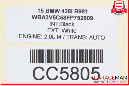 14-20 BMW 428i 430i Convertible Rear Left Driver Side Door Panel Card OEM