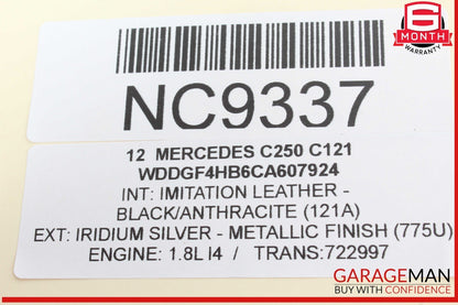 10-16 Mercedes W204 C250 E350 E400 Interior Rear View Mirror Black 2048104217