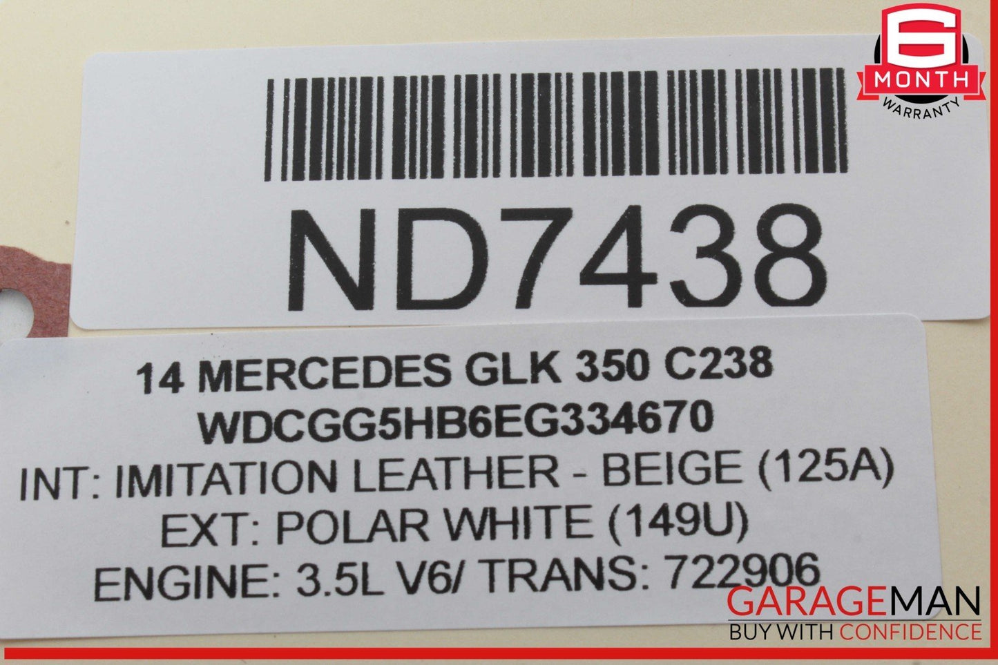 08-15 Mercedes X204 GLK350 Right Passenger Side Exterior Door Handle White OEM