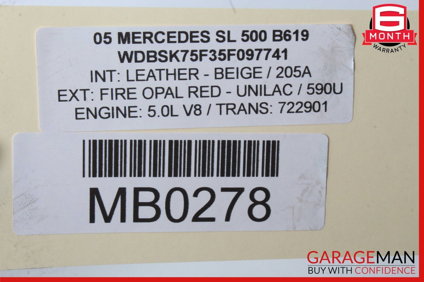 03-06 Mercedes R230 SL500 SL600 Rear Left Hydraulic Shock Strut Absorber OEM