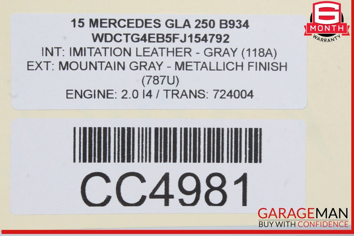 14-20 Mercedes X156 GLA250 Trunk Lid Liftgate Tailgate Hatch Shell OEM