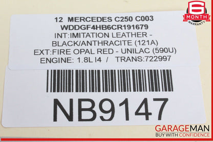 12-15 Mercedes W204 C250 C300 Front Right Side Mirror Door Rear View Red OEM