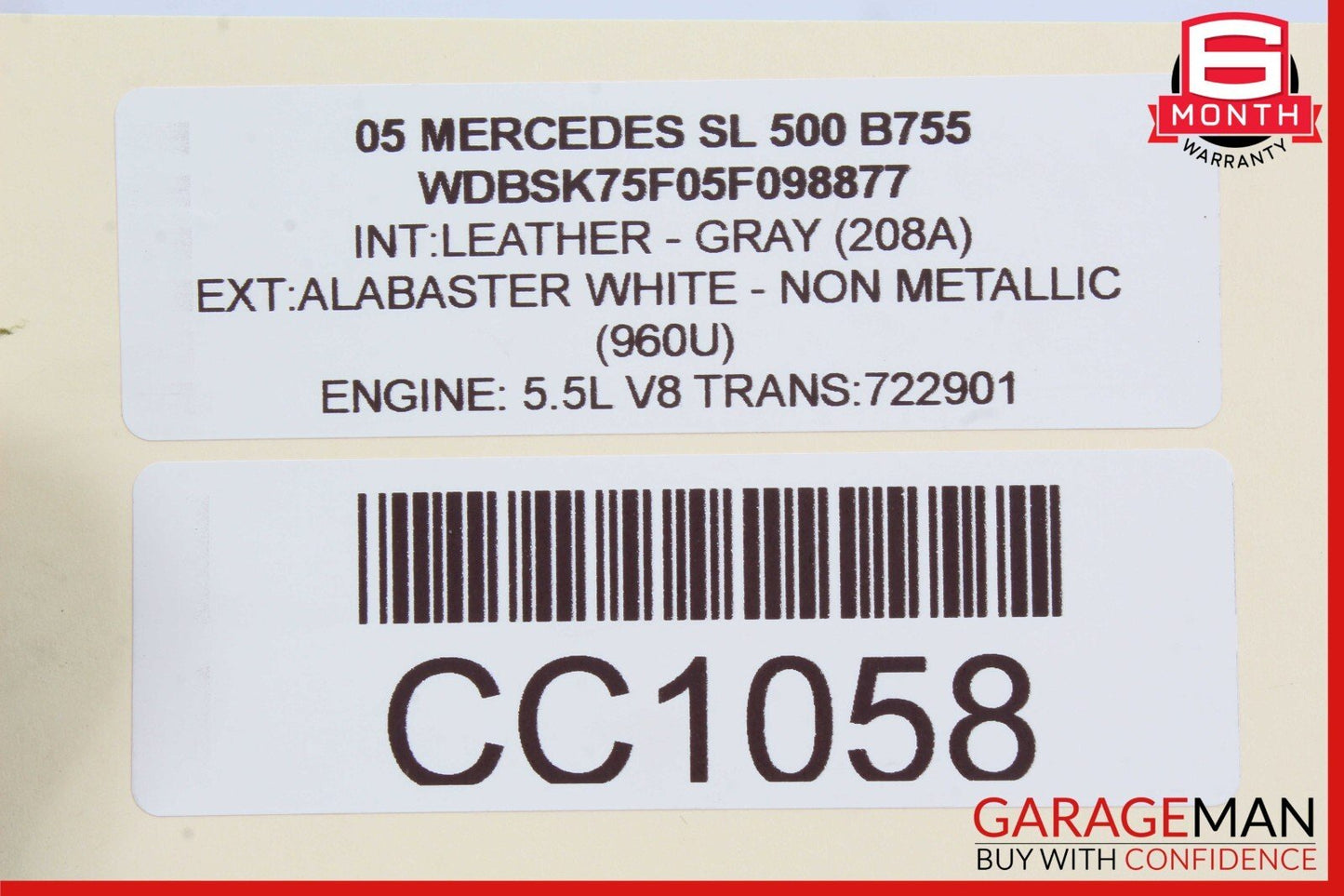 03-14 Mercedes SL500 CL63 CLK55 AMG Window Regulator Motor Front Right Side OEM