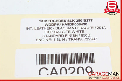 12-15 Mercedes R172 SLK250 Intercooler Hose Pipe Left Driver Side OEM