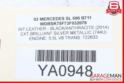 03-12 Mercedes R230 SL500 SL55 AMG Front Left Side Under Seat Control Module OEM