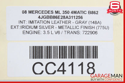 06-11 Mercedes W164 ML350 ML550 Right Passenger Side Fender Assembly Silver OEM