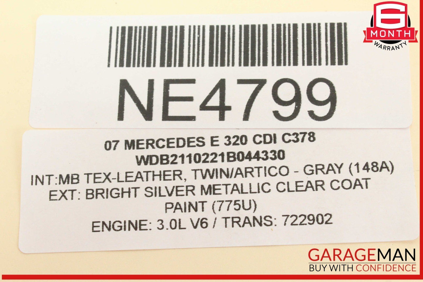 07-09 Mercedes W211 E320 CDI E350 Interior Top Upper Rear View Mirror Gray OEM