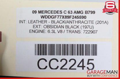08-14 Mercedes W204 C63 AMG Sedan Rear Left Side Top Upper Seat Cushion Assembly