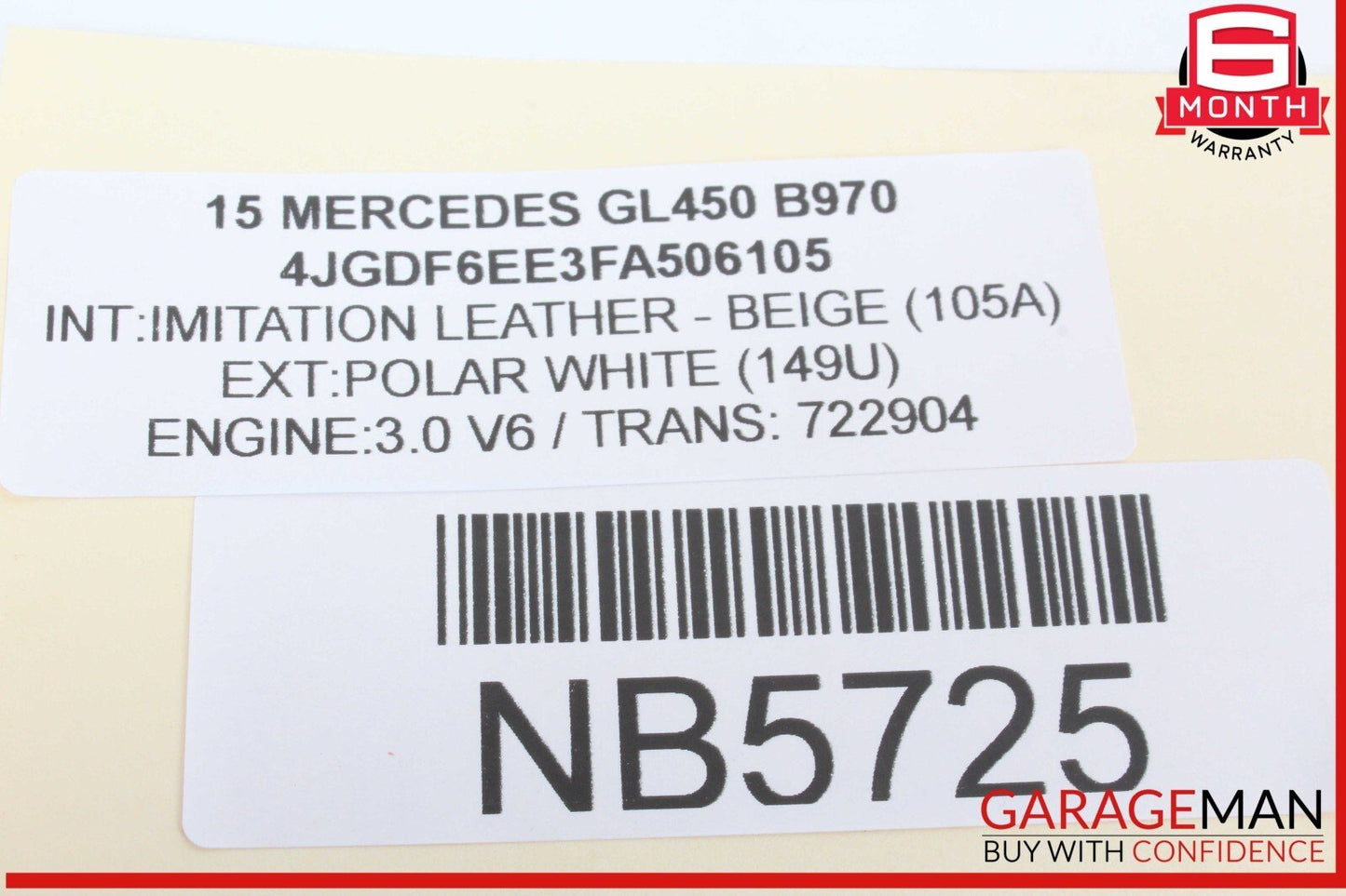 13-16 Mercedes X166 GL450 GL550 Inner Tail Light Lamp Rear Left Driver Side OEM