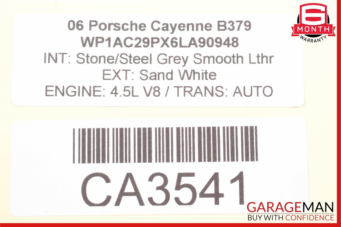 03-06 Porsche Cayenne 955 Rear Right Side Quarter Window Glass Panel White