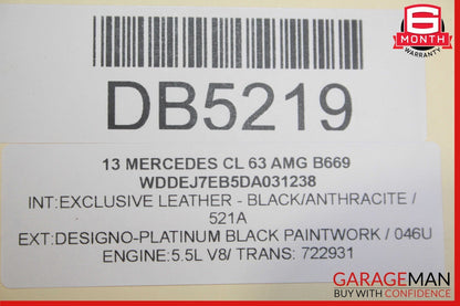 08-14 Mercedes W216 CL63 AMG Front Left Side Interior Door Panel Assy Brown