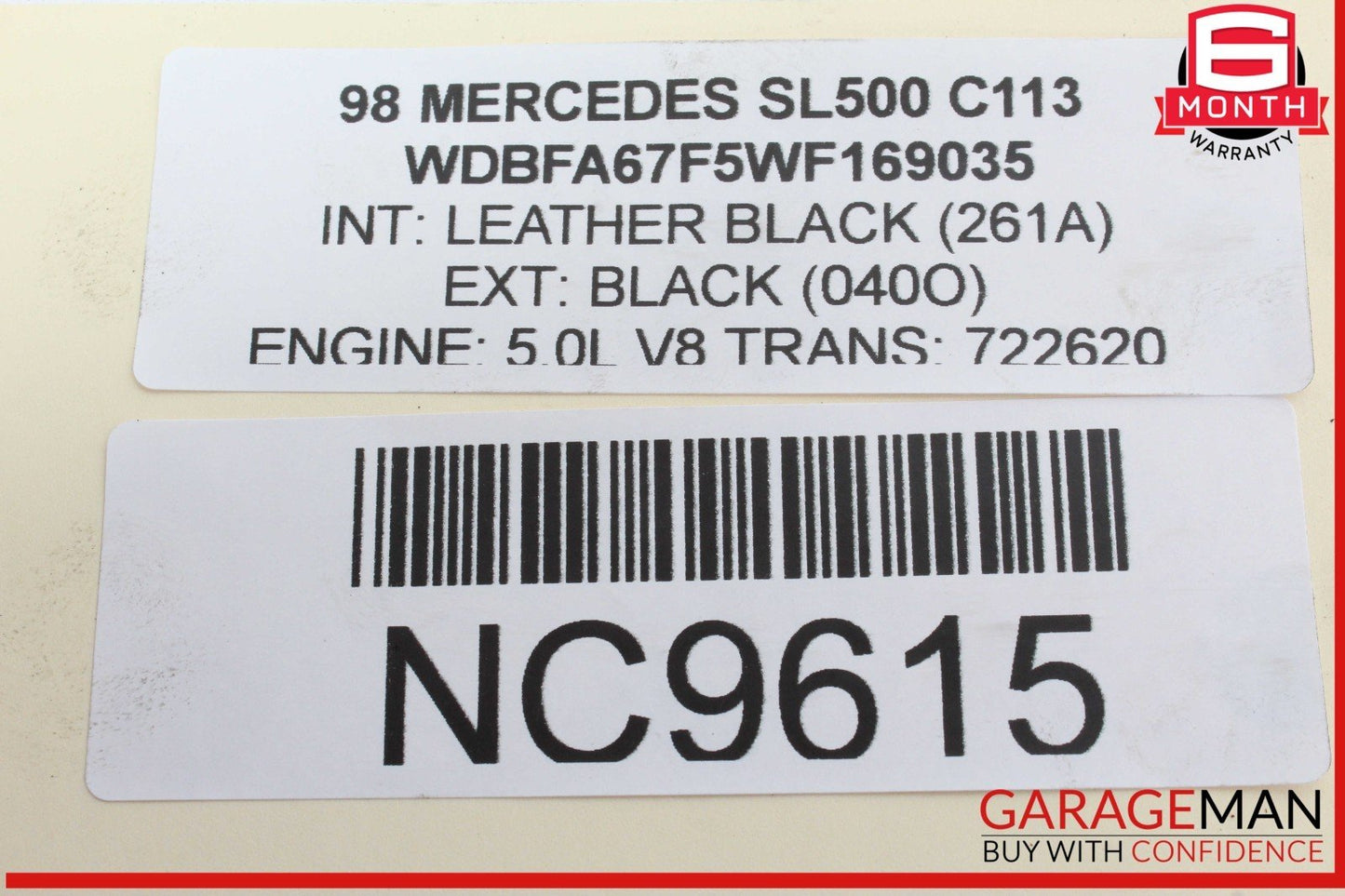 96-99 Mercedes R129 SL500 S500 Right Passenger Side Camshaft Adjuster Cover OEM