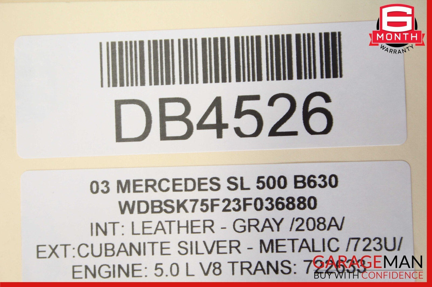 03-06 Mercedes R230 SL500 SL55 AMG Front Right Interior Door Panel Assy Grey