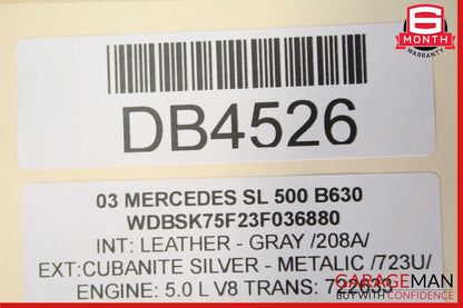 03-06 Mercedes R230 SL500 SL55 AMG Front Right Interior Door Panel Assy Grey