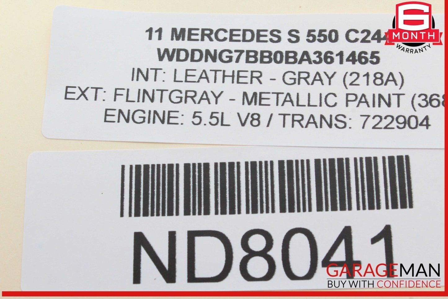 10-13 Mercedes W221 S550 S400 Rear Overhead Vanity Mirror Assembly Gray OEM