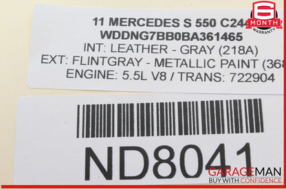 10-13 Mercedes W221 S550 S400 Rear Overhead Vanity Mirror Assembly Gray OEM