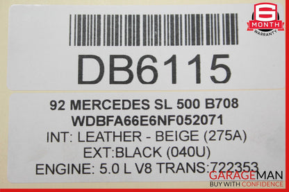 90-95 Mercedes R129 SL500 SL320 600SL Convertible Soft Top Roof Black OEM