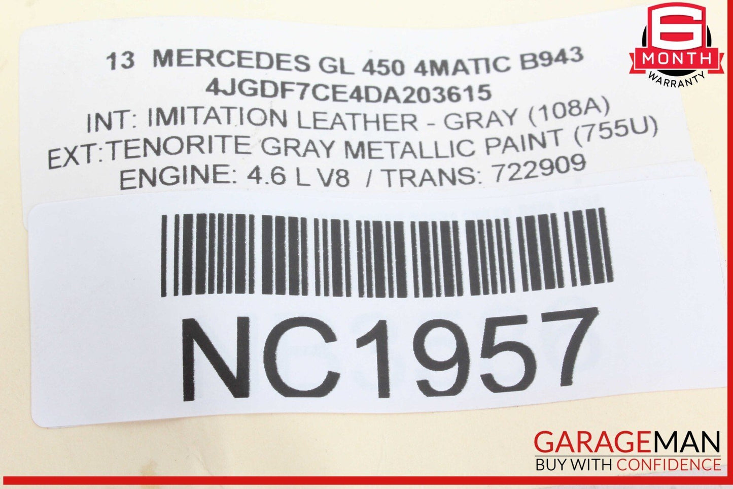 12-16 Mercedes X166 GL450 4MATIC ML350 ML550 Interior Rear View Mirror OEM