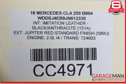 14-20 Mercedes W117 CLA250 Front Left Side Top Upper Seat Cushion Cover OEM