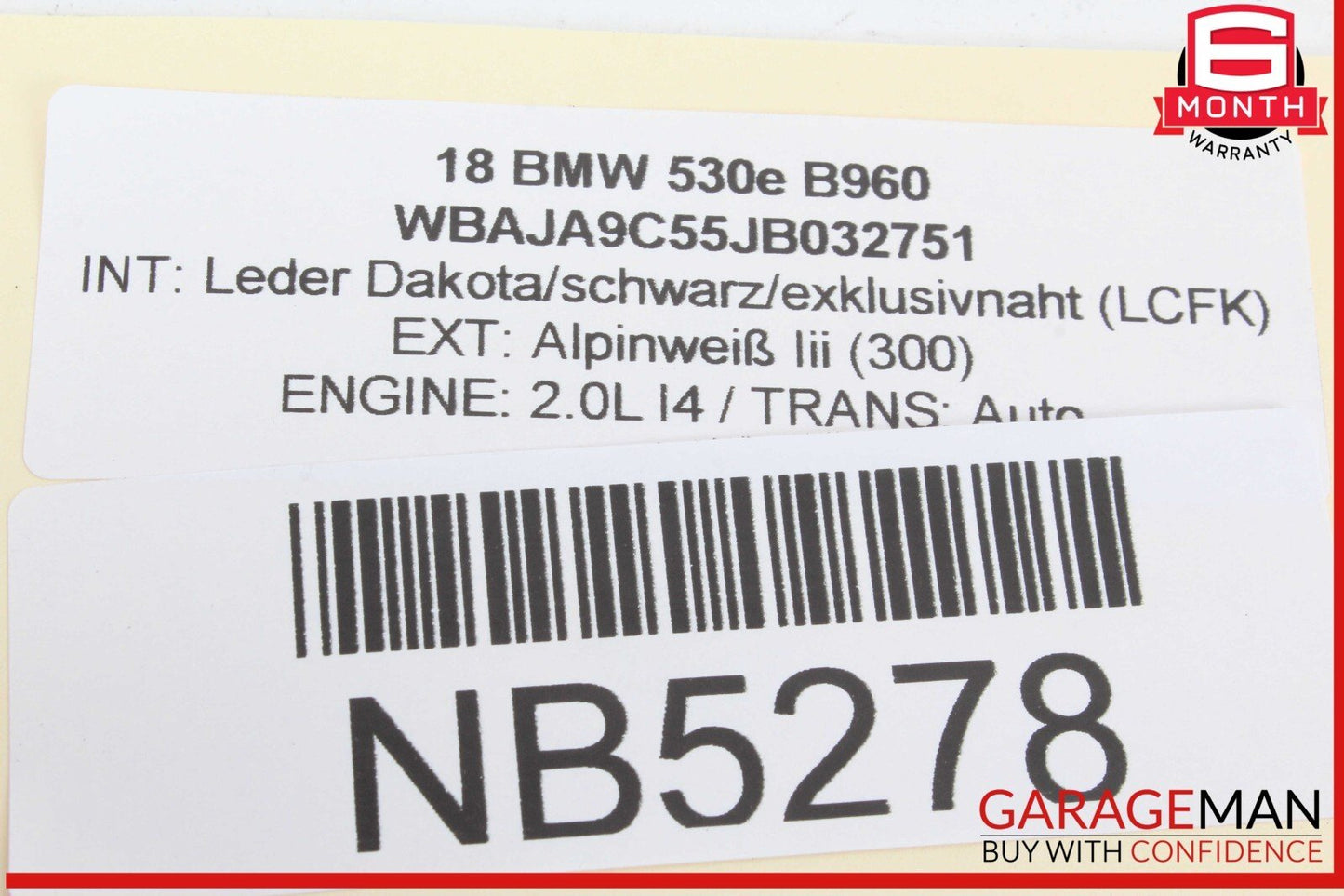17-20 BMW 530E Front Left Driver Side Upper Control Arm OEM