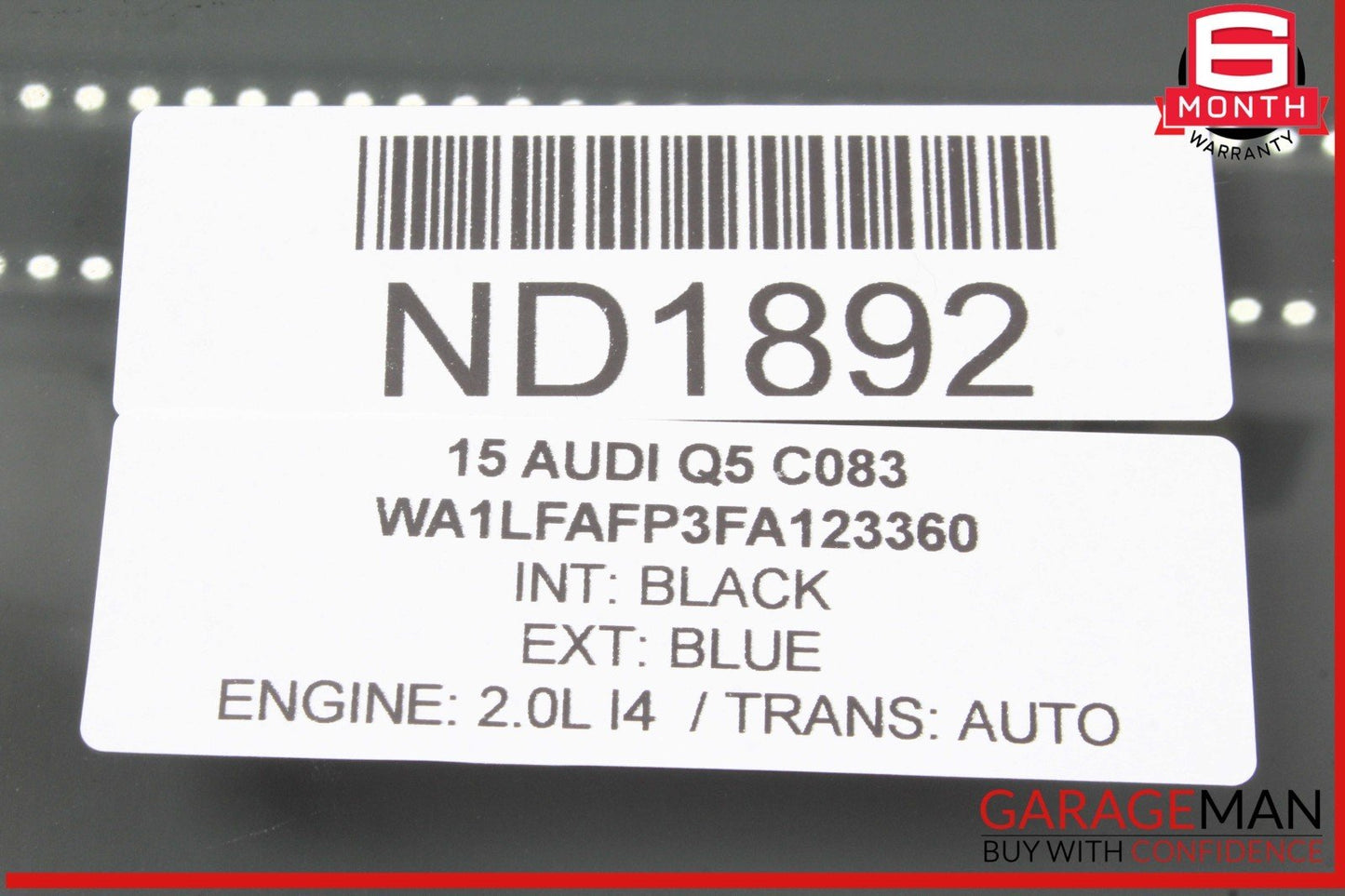 13-17 Audi Q5 Rear Left Driver Side Door Window Glass OEM