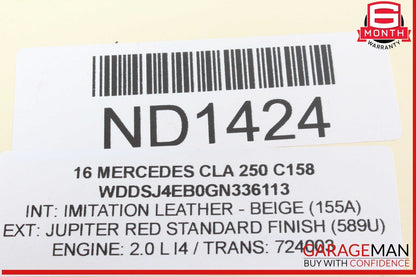 14-19 Mercedes W117 CLA250 Right Passenger Side Exterior Door Handle Keyless Go