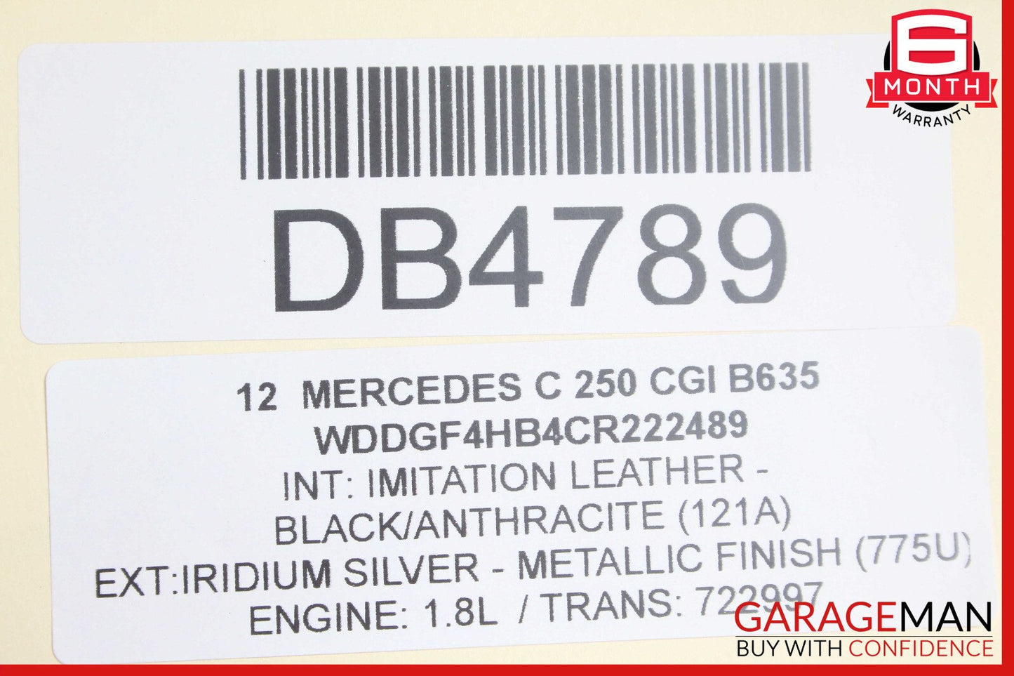 08-14 Mercedes W204 C250 Top Upper Seat Cushion Front Right Side Black OEM