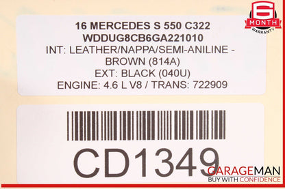 14-17 Mercedes W222 S550 RWD Sedan Rear Axle Driveshaft Propeller OEM