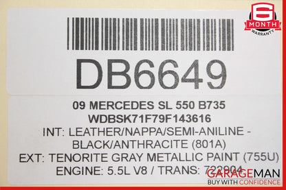 09-12 Mercedes R230 SL550 Front Right Side Interior Door Panel Trim Cover Assy