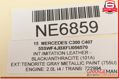 15-20 Mercedes W205 C300 Right Passenger Side Exterior Door Handle Gray OEM