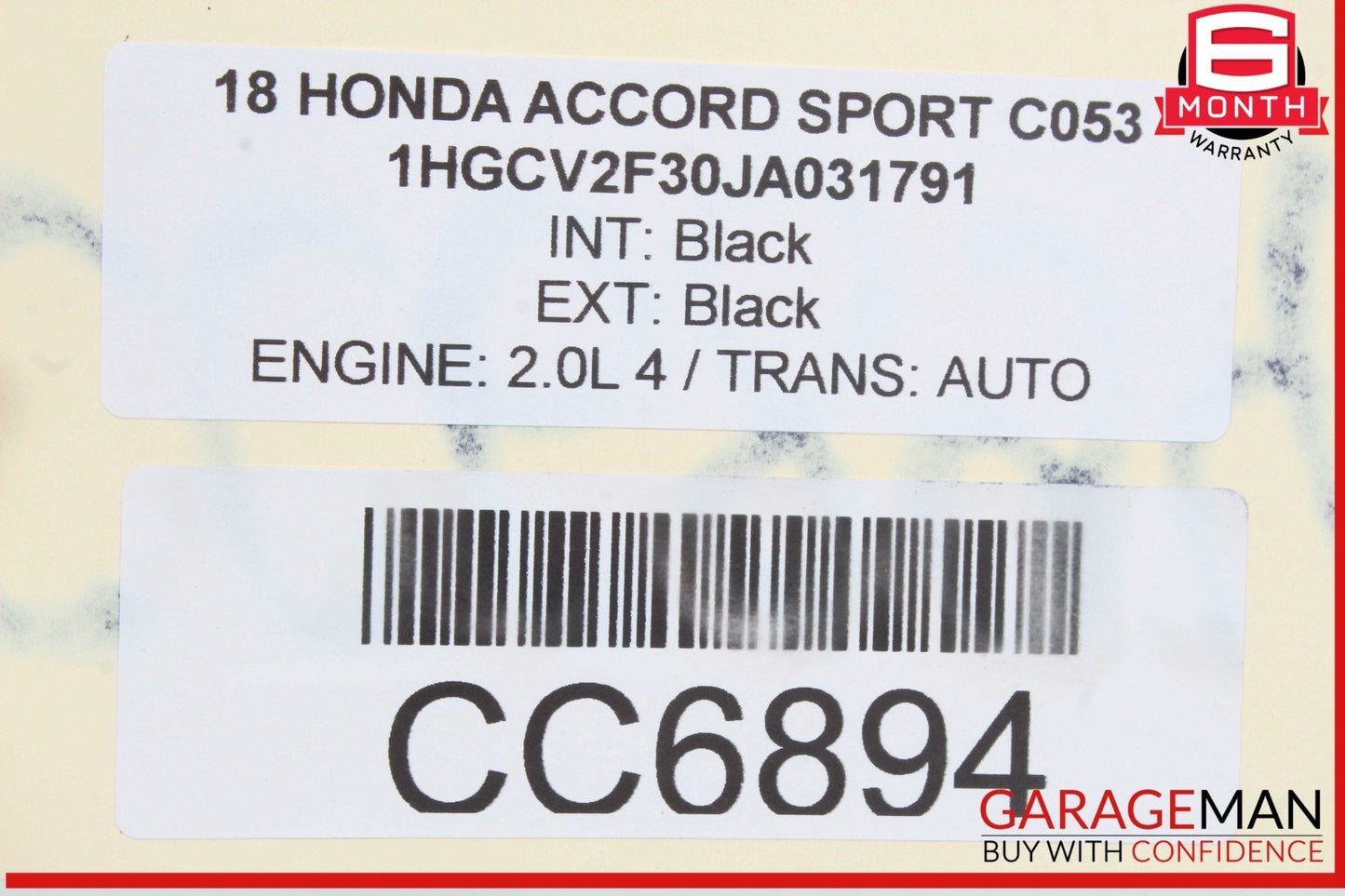 18-22 Honda Accord Rear Right Passenger Side Interior Door Panel Black OEM