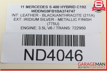 07-13 Mercedes W221 S400 Rear Left Side Exterior Door Handle Keyless Go OEM