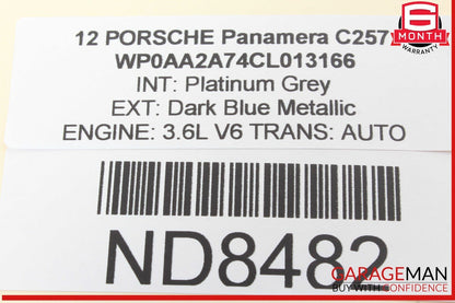 10-16 Porsche Panamera 970 Rear Left Driver Side Exterior Door Handle Blue OEM