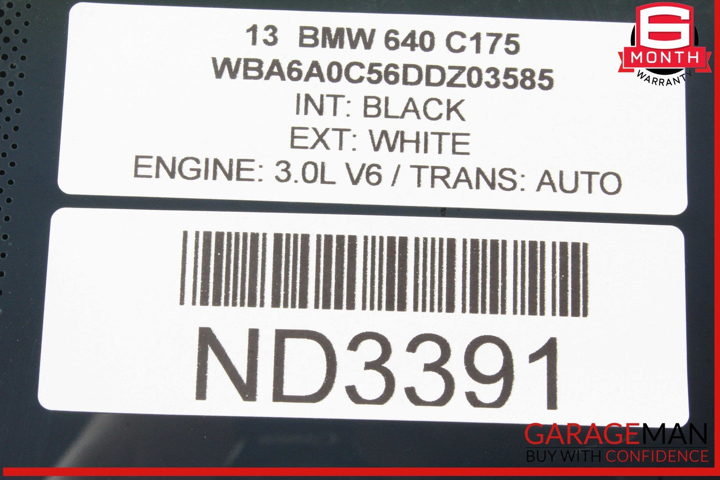 12-18 BMW 640i Rear Left Driver Side Door Window Glass OEM