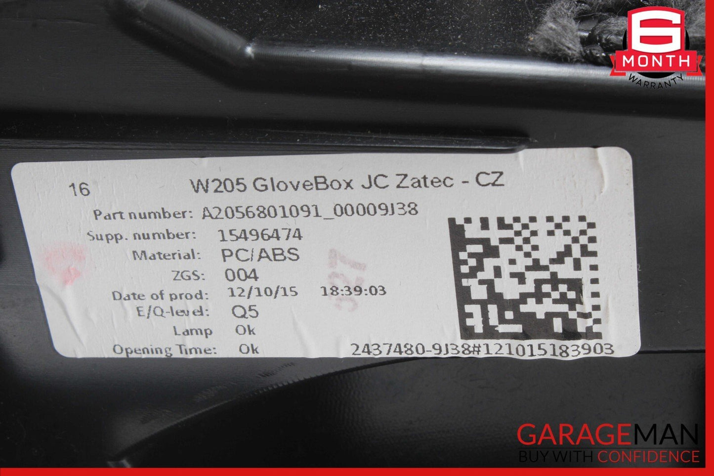 15-21 Mercedes W205 C300 C400 Dashboard Glove Box Compartment Tray OEM