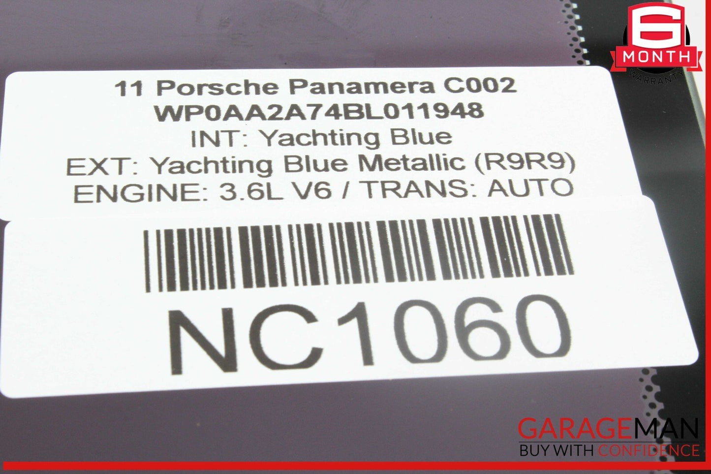 10-16 Porsche Panamera 970 Rear Left Driver Side Door Window Glass OEM